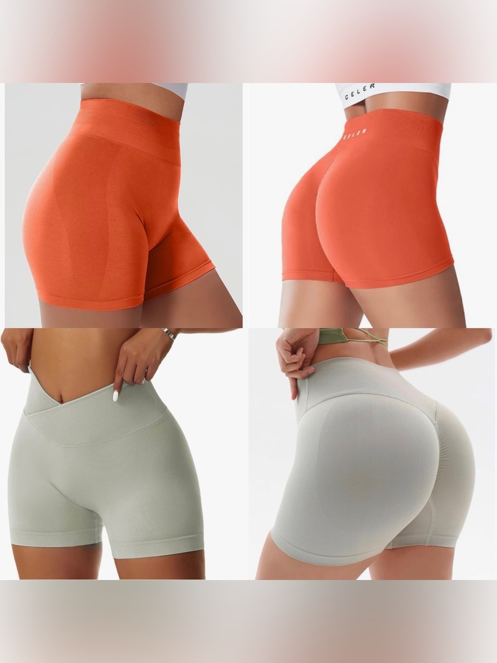 Celer Shorts Sunrise S Vertvie Gym V Cross Biker Scrunch High Waist Grey Green M
